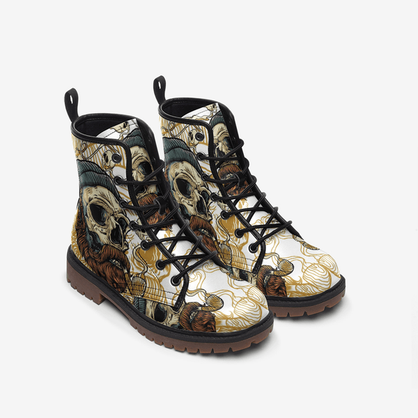 Smoking Skull sailor Casual Leather Lightweight boots MT - TheRepublicStudio