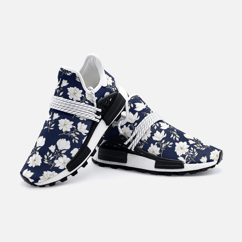 White Florals Unisex Lightweight Custom shoes - TheRepublicStudio