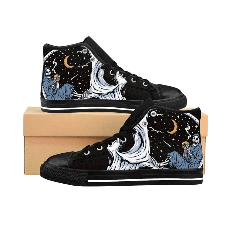Enjoy the night while drinking coffee Women's High-top Sneakers - Black / US 9 - TheRepublicStudio