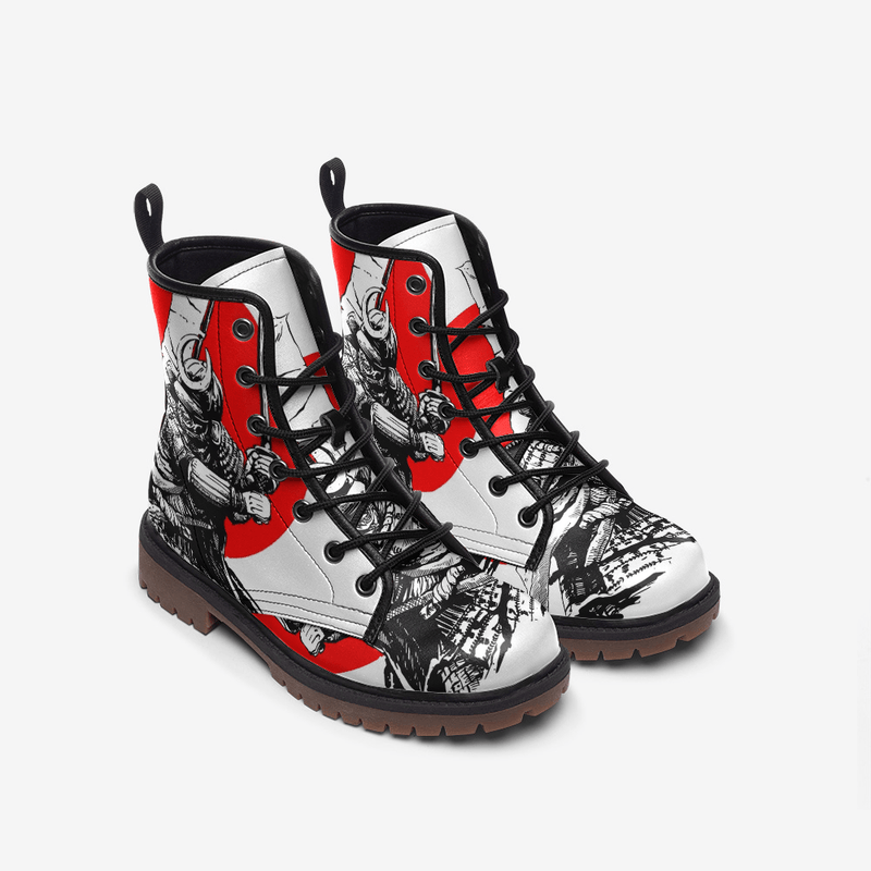 Red and White Samurai Casual Leather Lightweight boots MT - TheRepublicStudio