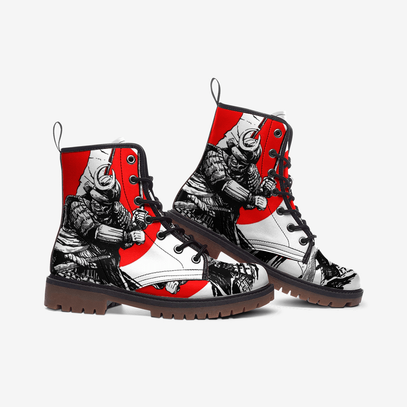 Red and White Samurai Casual Leather Lightweight boots MT - TheRepublicStudio