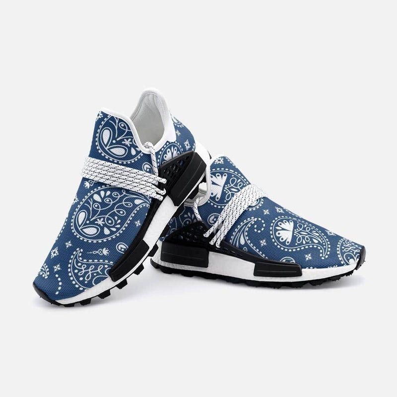 Blue paisley bandana pattern Unisex Lightweight Custom shoes - TheRepublicStudio
