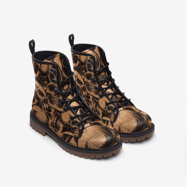 Brown skull Casual Leather Lightweight boots MT - TheRepublicStudio