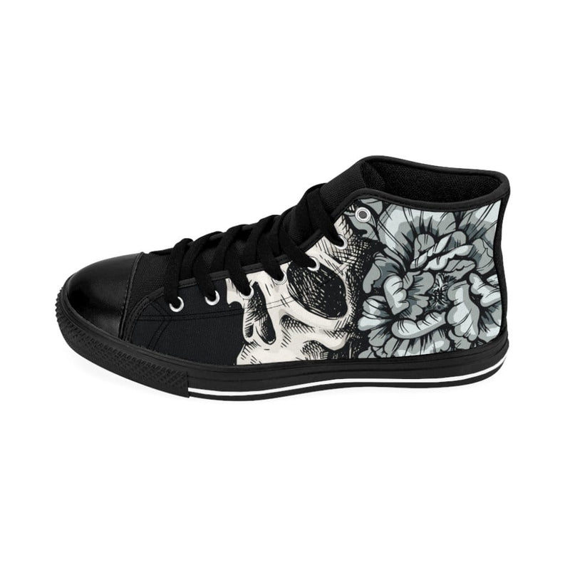 Skull with flora ornament Men's High-top Sneakers - TheRepublicStudio