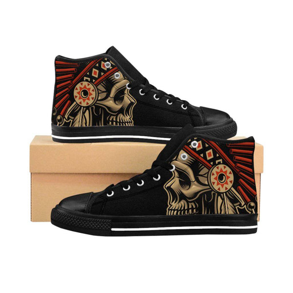 Indian skull Women's High-top Sneakers - Black / US 9 - TheRepublicStudio