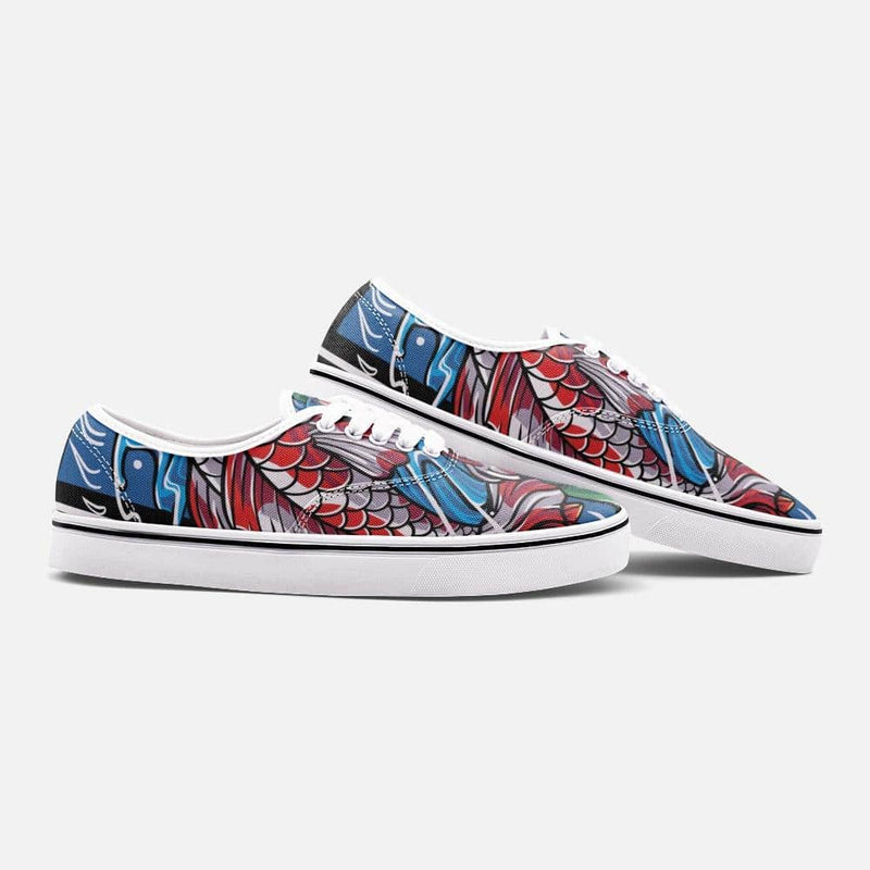 Koi fish Unisex Canvas Shoes Fashion Low Cut Loafer Sneakers - TheRepublicStudio