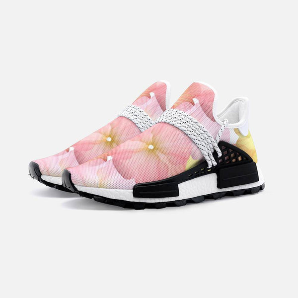 Pink and yellow flower Unisex Lightweight Custom shoes - 3 Men / 4.5 Women / White - TheRepublicStudio