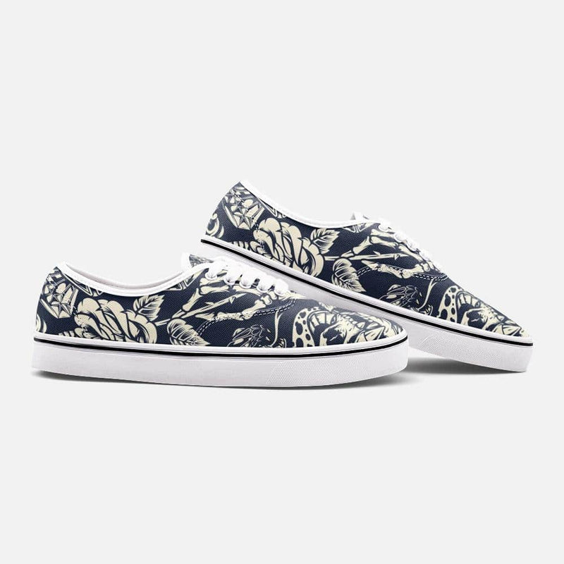 Snake and skeleton Unisex Canvas Shoes Fashion Low Cut Loafer Sneakers - TheRepublicStudio