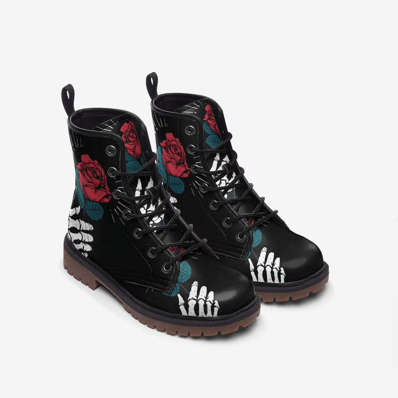 Rose Skull Casual Leather Lightweight boots MT - TheRepublicStudio