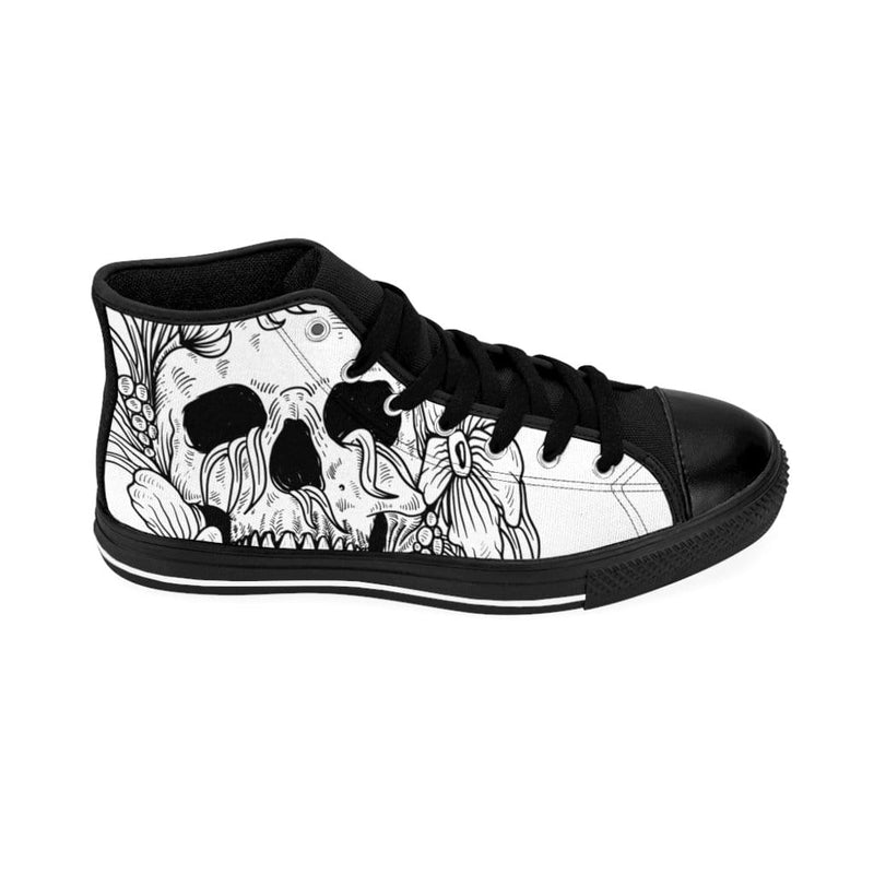 Tattoo skull and flower line art Men's High-top Sneakers - TheRepublicStudio