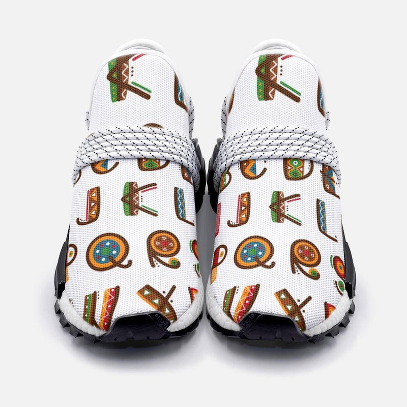 African ethnic primitive hand drawn brightly safari alphabet gym shoe Unisex Custom shoes - TheRepublicStudio