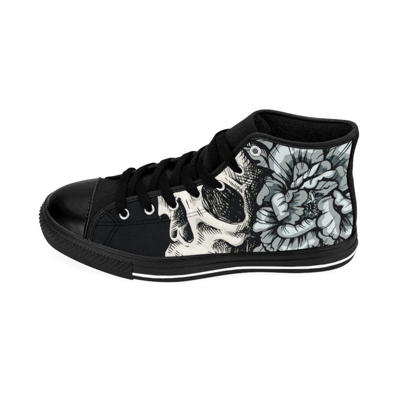 Skull with flora ornament Women's High-top Sneakers - TheRepublicStudio
