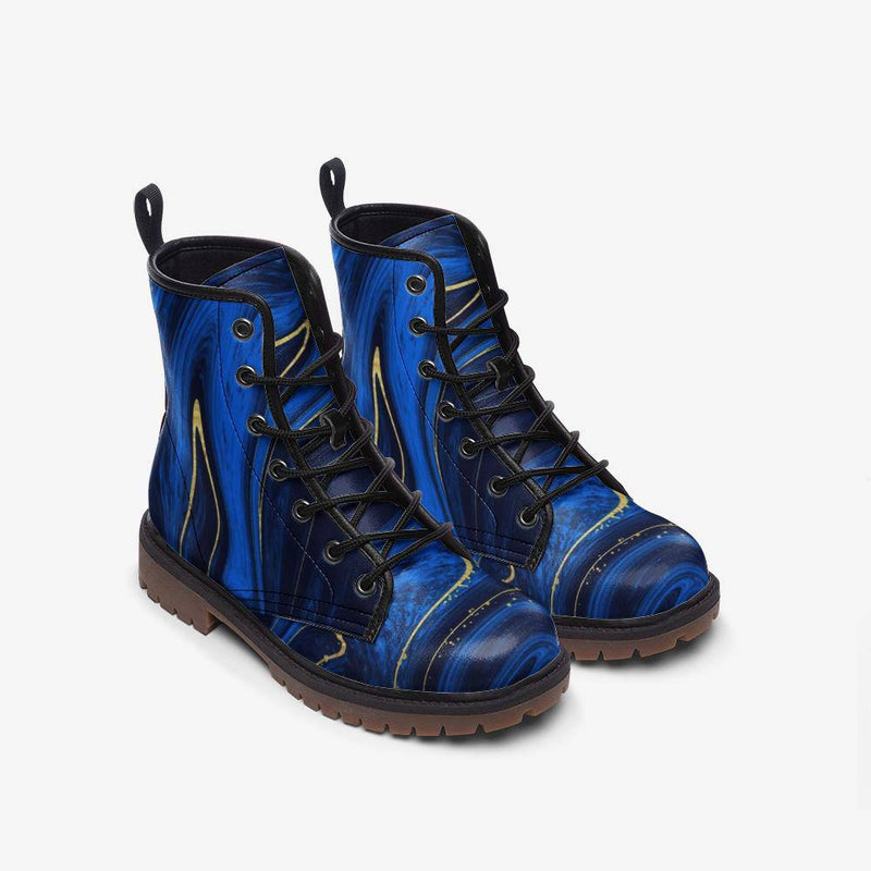 Bleu liquid marble Casual Leather Lightweight boots MT - TheRepublicStudio