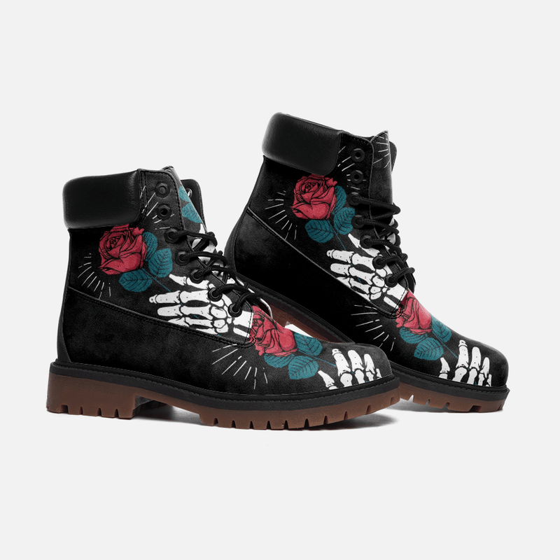 Rose Skull Casual Leather Lightweight boots TB - TheRepublicStudio