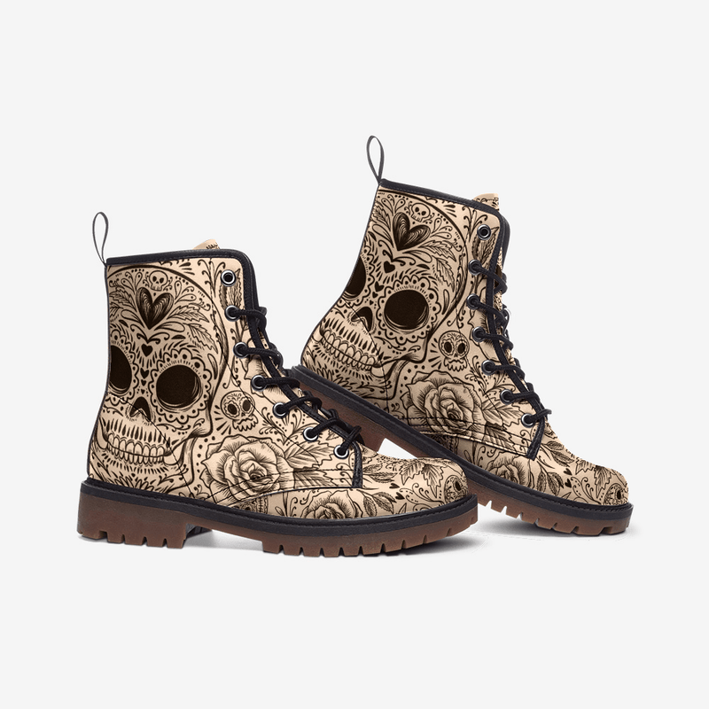 Skull flower Casual Leather Lightweight boots MT - TheRepublicStudio
