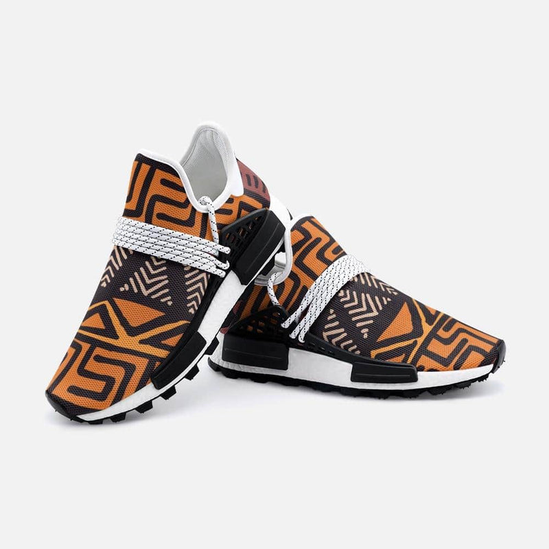 African Ethnic stripes pattern with abstract shapes gym shoes Unisex Lightweight Custom shoes - TheRepublicStudio