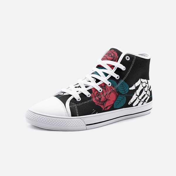 Skull Rose Unisex High Top Canvas Shoes - 3 Men / 4.5 Women - TheRepublicStudio