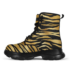 Gold Tiger Striped Chunky Boots - TheRepublicStudio