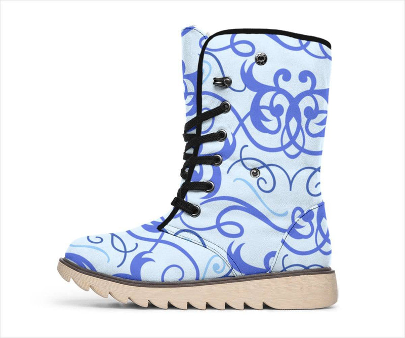 Blue Floral Polar Boots - TheRepublicStudio