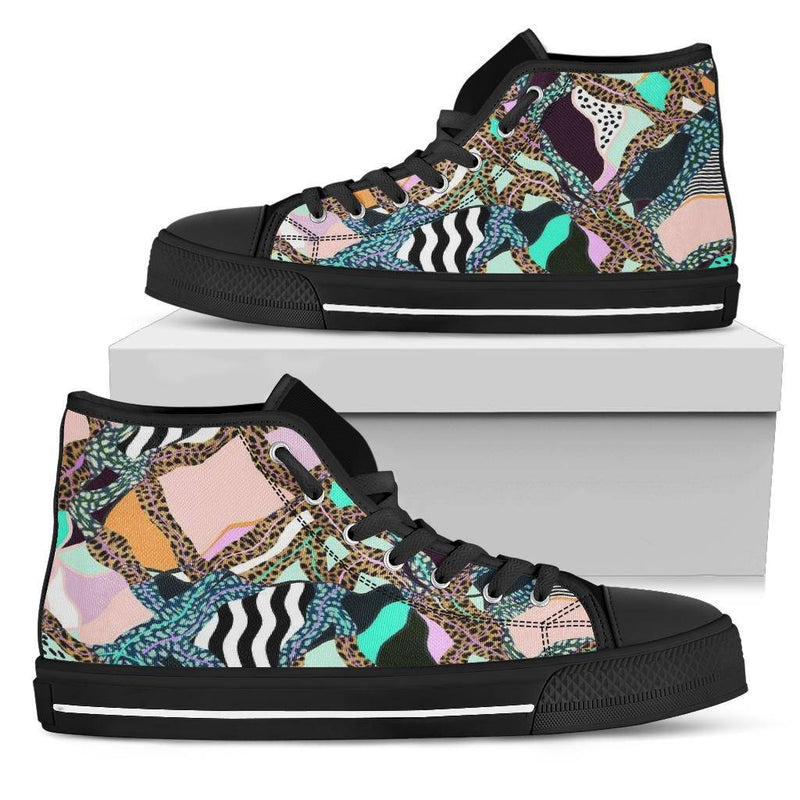 Zebra Cheetah Pink Designer High Top Sneaker Custom Shoes with Black Sole - TheRepublicStudio