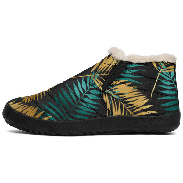 Gold & Teal Leaves Winter Boots - TheRepublicStudio