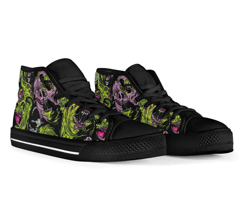 Zombies Cartoon Design High Top Sneaker Custom Shoes with Black Soles - TheRepublicStudio