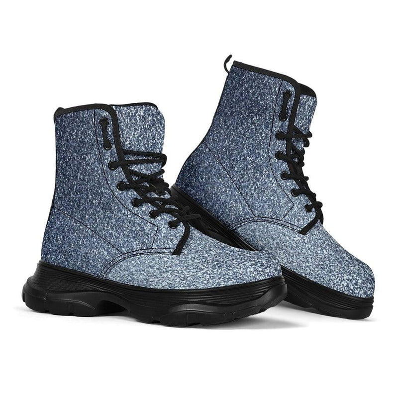 Classic Blue Glitter Chunky Boots - TheRepublicStudio