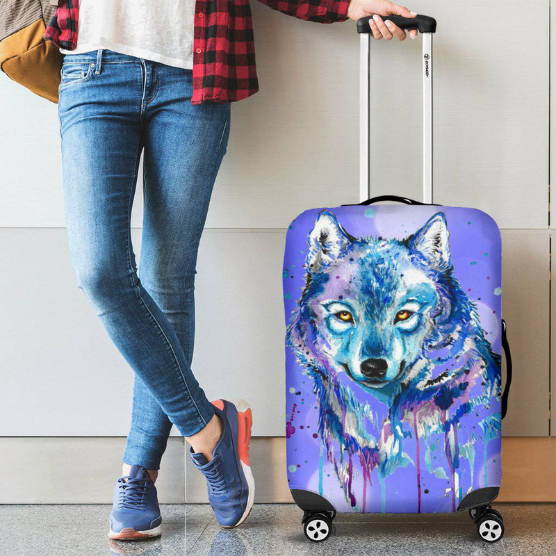 Watercolor Wolf Luggage Protective Cover - TheRepublicStudio