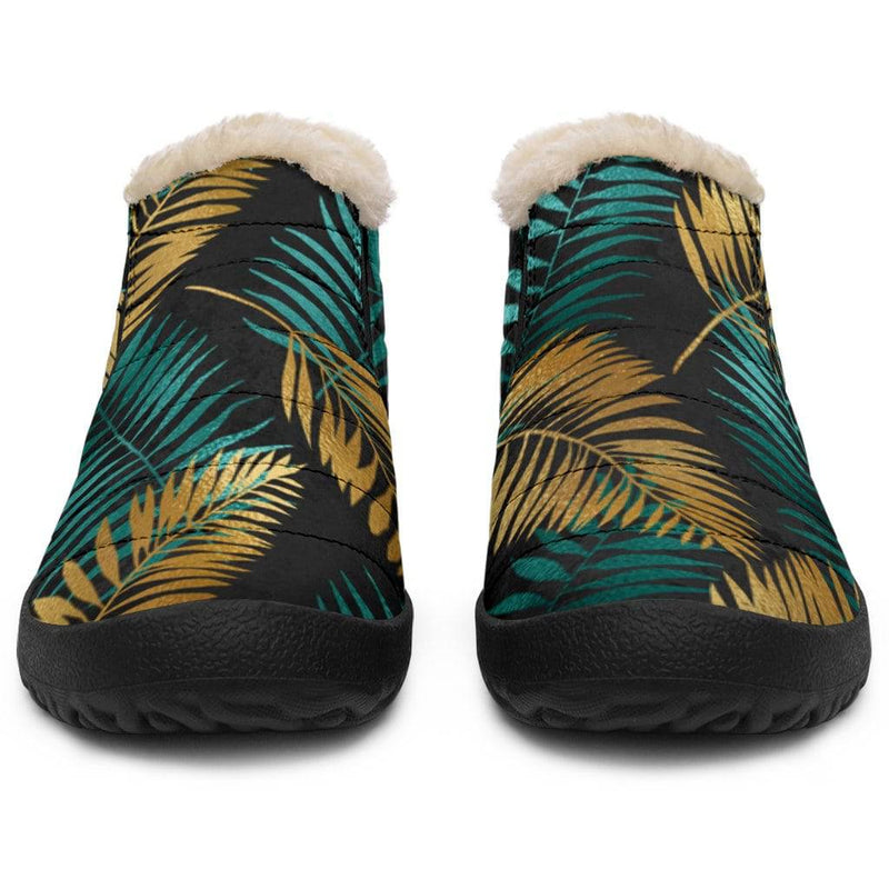 Gold & Teal Leaves Winter Boots - TheRepublicStudio