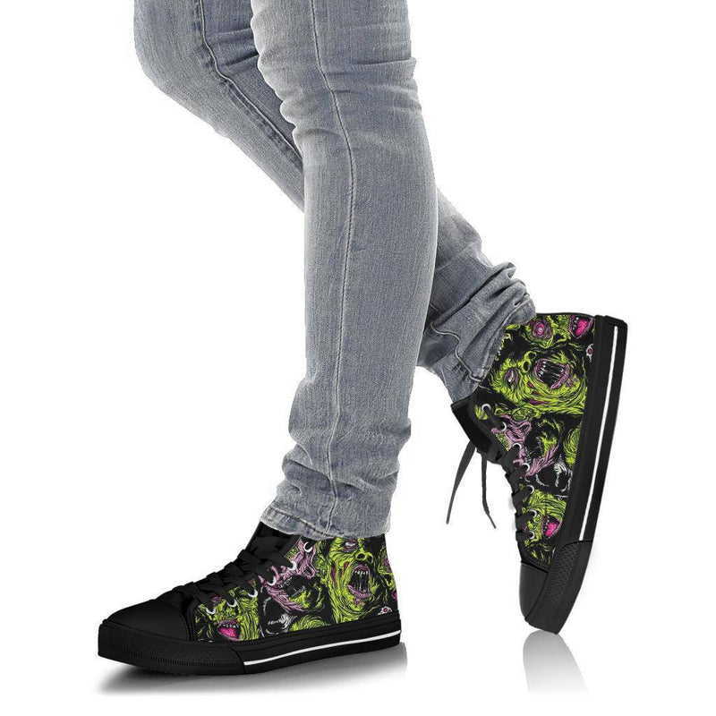 Zombies Cartoon Design High Top Sneaker Custom Shoes with Black Soles - TheRepublicStudio