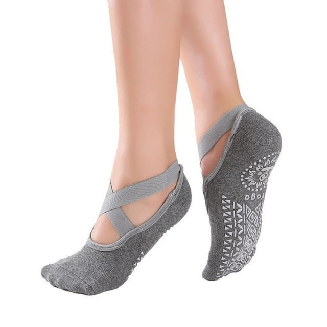 1 Pair of Ladies Anti Slip Cotton Yoga Socks Bandage Sports Girls Ballet Dance Socks For 35-39 yards - TheRepublicStudio