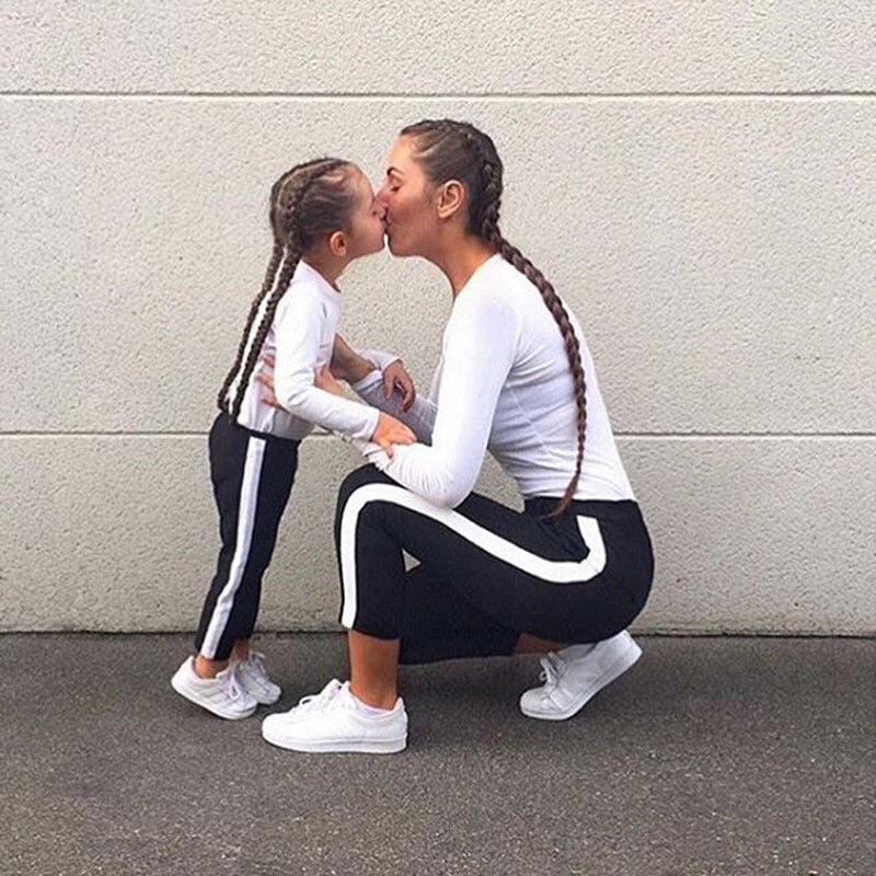 Mother and Daughter Clothes	Family Matching Sport Pants 2018 New Arrival Running Sport Fit Trousers For Family Look Long Pants - TheRepublicStudio