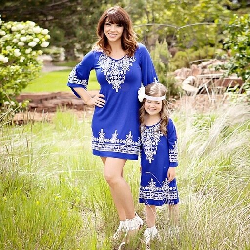 Mother daughter dresses family look matching outfits Bohemian 2 Color Lace Patchwork Beach Dress baby girl and mom clothing - TheRepublicStudio