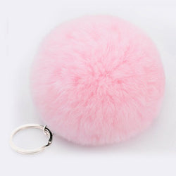 Multicolor Sleeping Baby Keychain Big Faux Leather 8CM Fur PomPom Doll KeyChain Bulb Bag Pom Pom Ball Key Chain Pendant Women - TheRepublicStudio