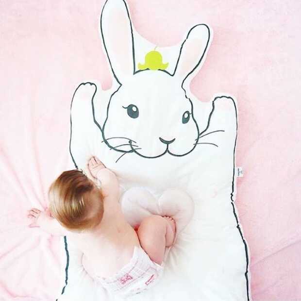 INS White bunny rabbit racoon game pad children blanket thickened crawling pad game blanket mat - TheRepublicStudio