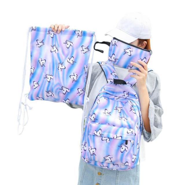 Women Backpack space unicorn backpack pattern oxford women bag mochila schoolbags for teenage girls Hot Sale bag for Women 3Sets - TheRepublicStudio