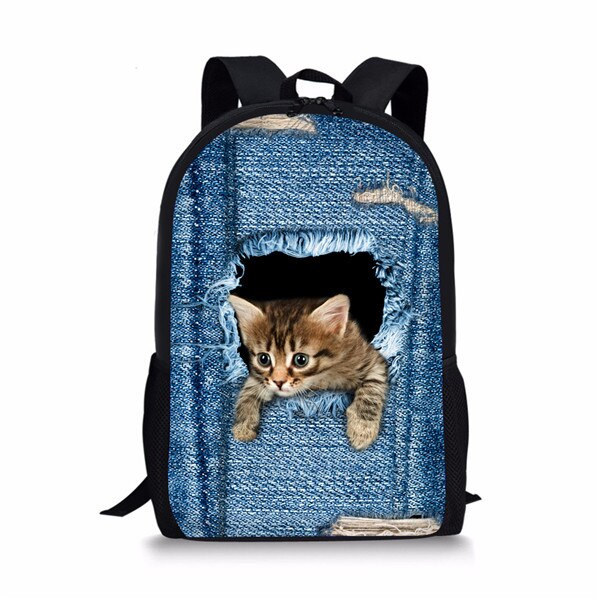 INSTANTARTS 2018 Newest Children's School Bags Kawaii Animal Cat Printing Backpack for Primary School Satchel Children Bookbags - TheRepublicStudio