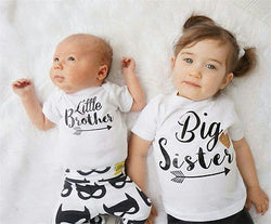 New Brand Family Matching Outfits Baby Boys Romper Little Boy Bodysuit Big Sister T-shirt Summer Kid clothing ,white 3M-6T - TheRepublicStudio