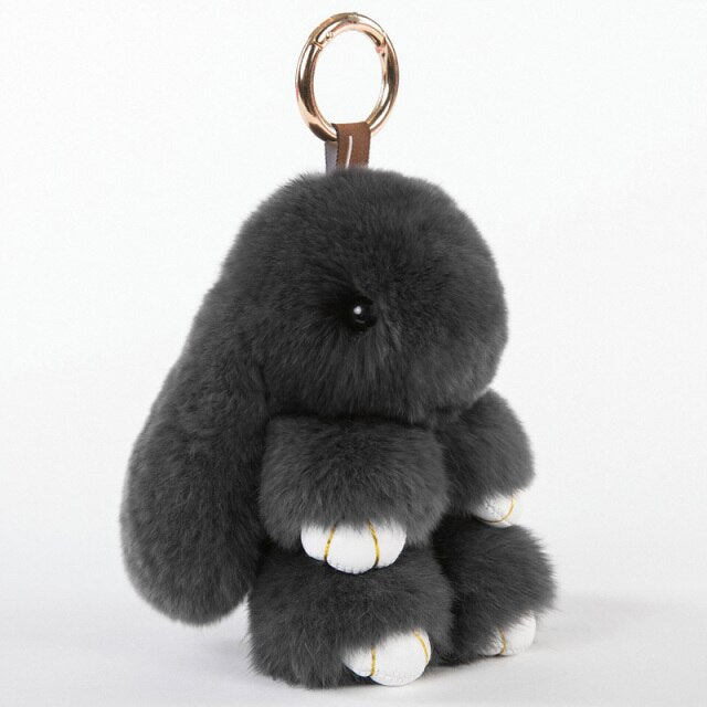 Rabbit Keychain Real Rabbit Fur Key Chain Womens Pom Pom  Bag Charms or Car Pendant Keychain With Gift Package - TheRepublicStudio