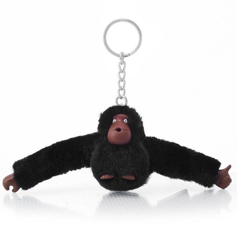 Fashion Faux Fur Plush Toy Monkey Key Chain Ring Women Bag Charms Pom Keychain Silver Man Car Keyring Jewelry Trinket Party Gift - TheRepublicStudio