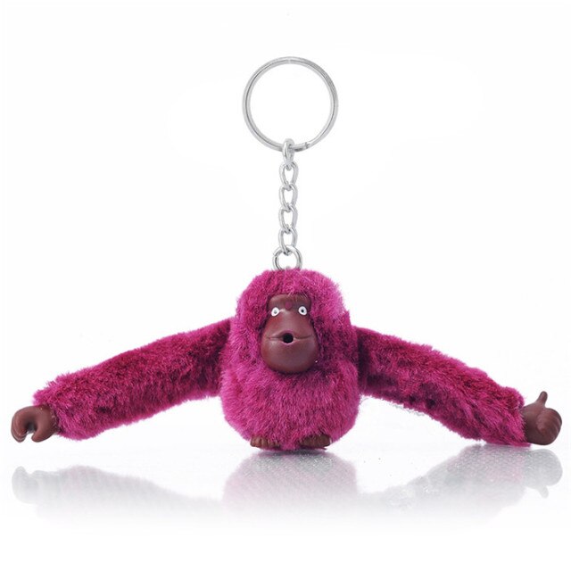 Fashion Faux Fur Plush Toy Monkey Key Chain Ring Women Bag Charms Pom Keychain Silver Man Car Keyring Jewelry Trinket Party Gift - TheRepublicStudio