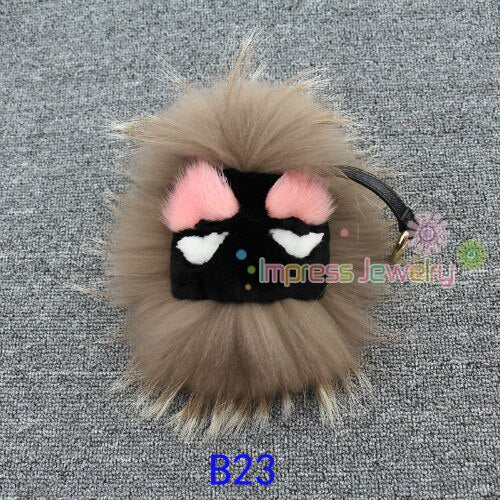 Fluffy Genuine Real Fur Pom Pom Keychain Monster Fur Keyring Key Chain Women Bag Charm Bag Accessories - TheRepublicStudio